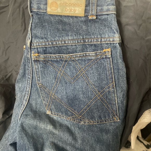 Vntg Antonella Baby Jeans Made in Italy 100% Cotton High-Waist Cat Bow Embroider - Picture 4 of 6